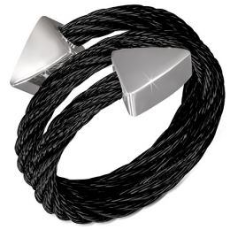 Черное двойное кольцо-струна 316 Steel