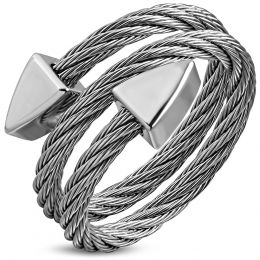 Серебристое двойное кольцо-струна 316 Steel