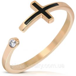 Женское кольцо с крестиком и фианитом 316