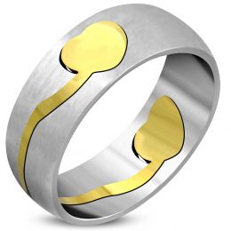 Женское кольцо с позолоченной вставкой сердечко 316 steel