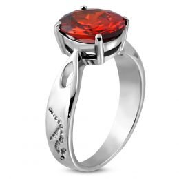 Обручальное кольцо с красным фианитом 316 Steel