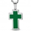 Кулон зеленый крест 316 Steel 0