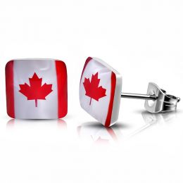 Серьги гвоздики флаг канады 316 Steel